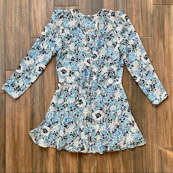 NWT Veronica Beard Blue Riggins Floral Silk Dress 6 - Picture 2 of 9